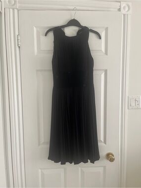 JS Boutique Black Pleated Midi Dress with Beaded Waist